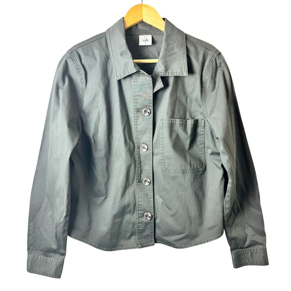 Cabi Barn Jacket Women’s Size Medium Green Cargo Utility Minimalist Shacket
